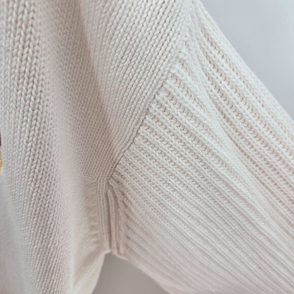 Vintage Liz Claiborne Cream Open Buttoned Logo Preppy Cotton Cardigan Small - Picture 4 of 14